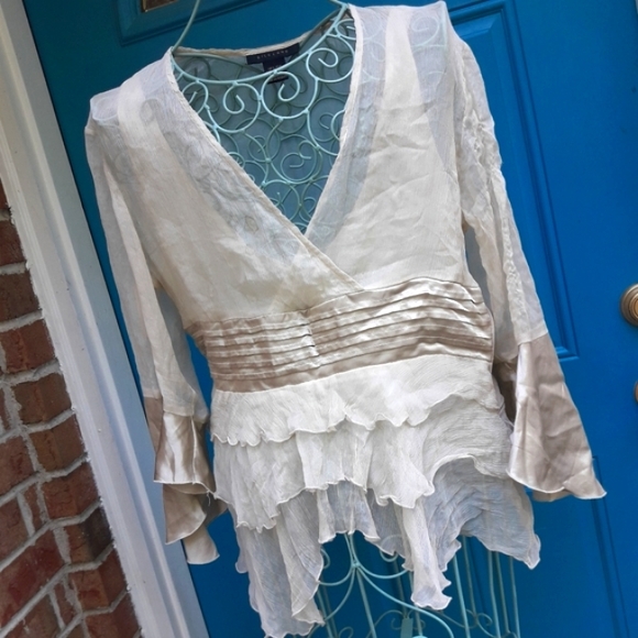 Silk Shirt Bohemian Hippie Shirt Top Flowy Ruffle Top Silk Scarf Shirt Boho Goth - Picture 3 of 8